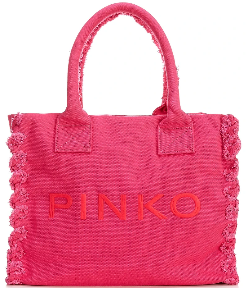 PINKO Logo Canvas Beach Tote Bag
