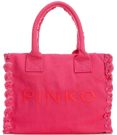 PINKO Logo Canvas Beach Tote Bag