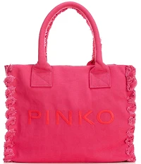 PINKO Logo Canvas Beach Tote Bag