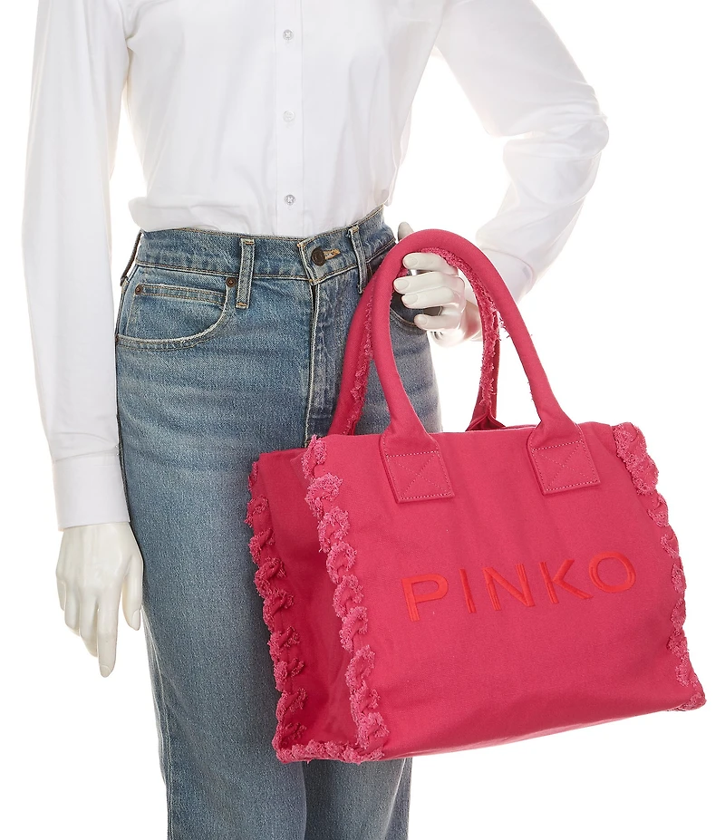 PINKO Logo Canvas Beach Tote Bag