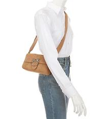 PINKO Love One Slouchy Suede Hardware Mini Crossbody Bag