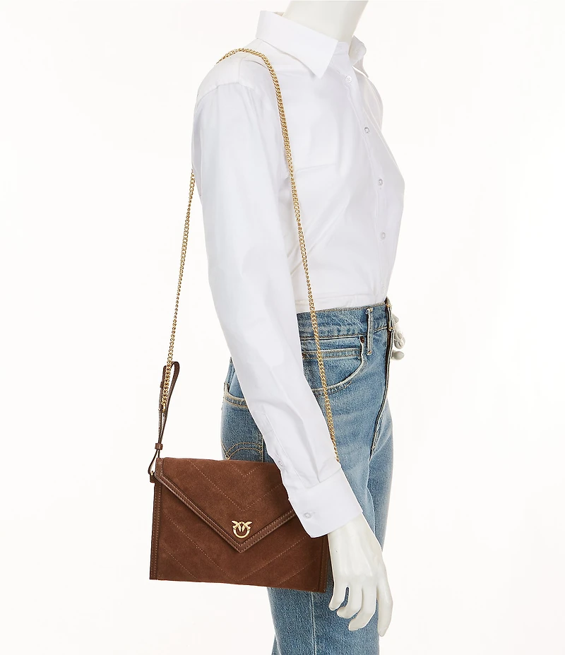 PINKO Suede Envelope Crossbody Bag