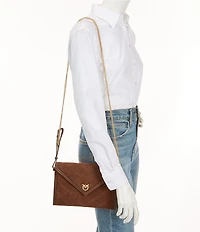 PINKO Suede Envelope Crossbody Bag