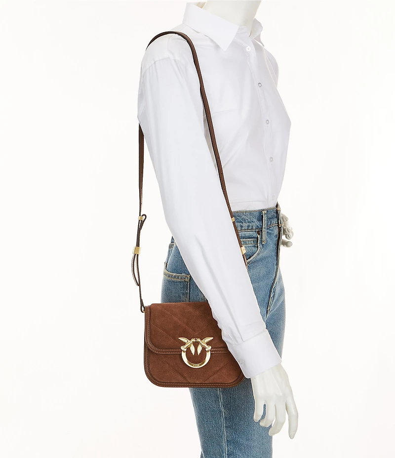 PINKO Suede Love Box Crossbody Bag