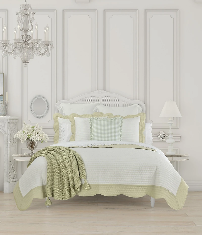Piper & Wright Amherst Collection Channel Stitch Scallop Border Reversible Quilt