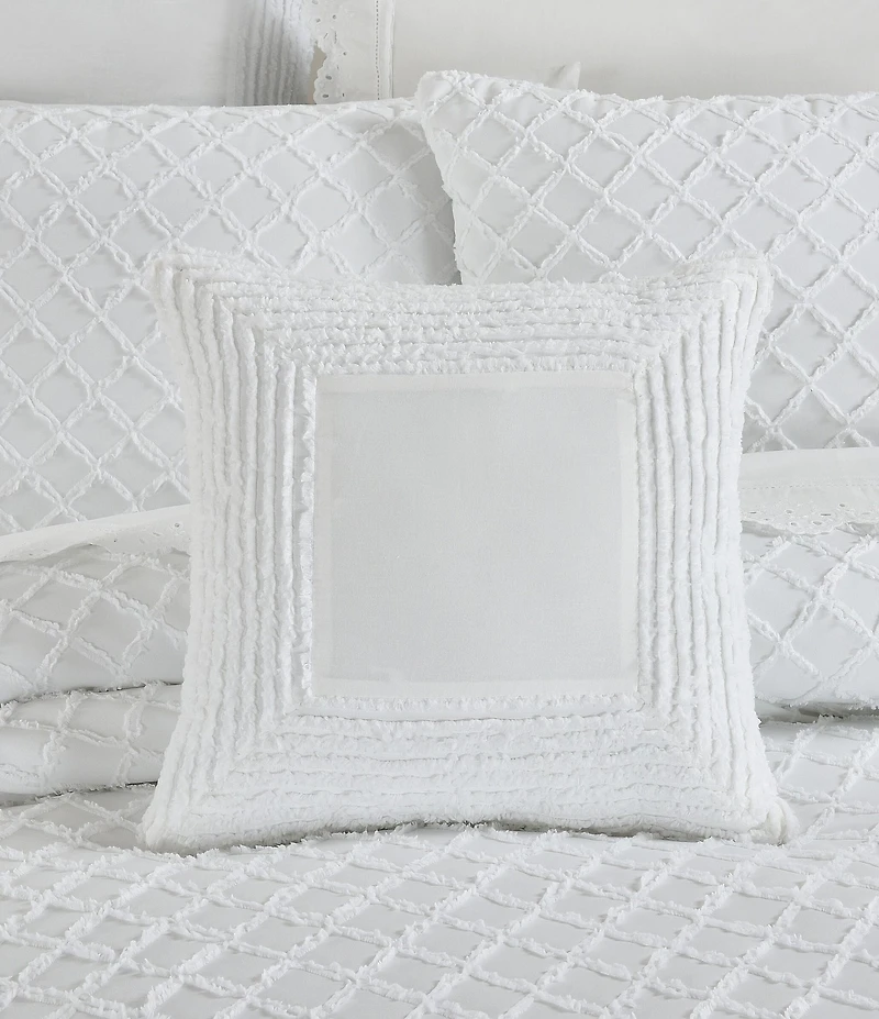 Piper & Wright Lillian Collection Jacquard-Framed Striped 16#double; Square Decorative Reversible Pillow