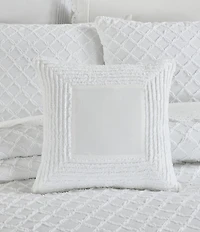 Piper & Wright Lillian Collection Jacquard-Framed Striped 16#double; Square Decorative Reversible Pillow