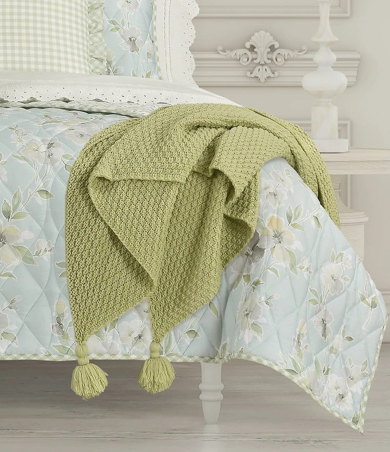 Piper & Wright Millie Basket Weave Knit Tassel Throw