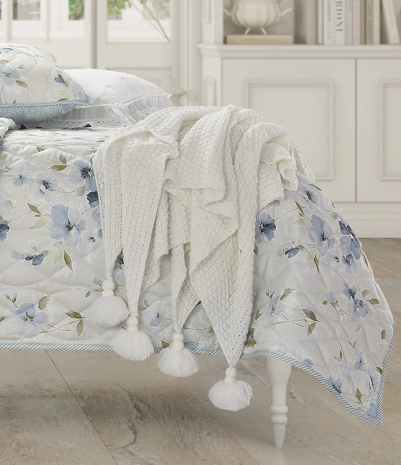 Piper & Wright Millie Basket Weave Knit Tassel Throw