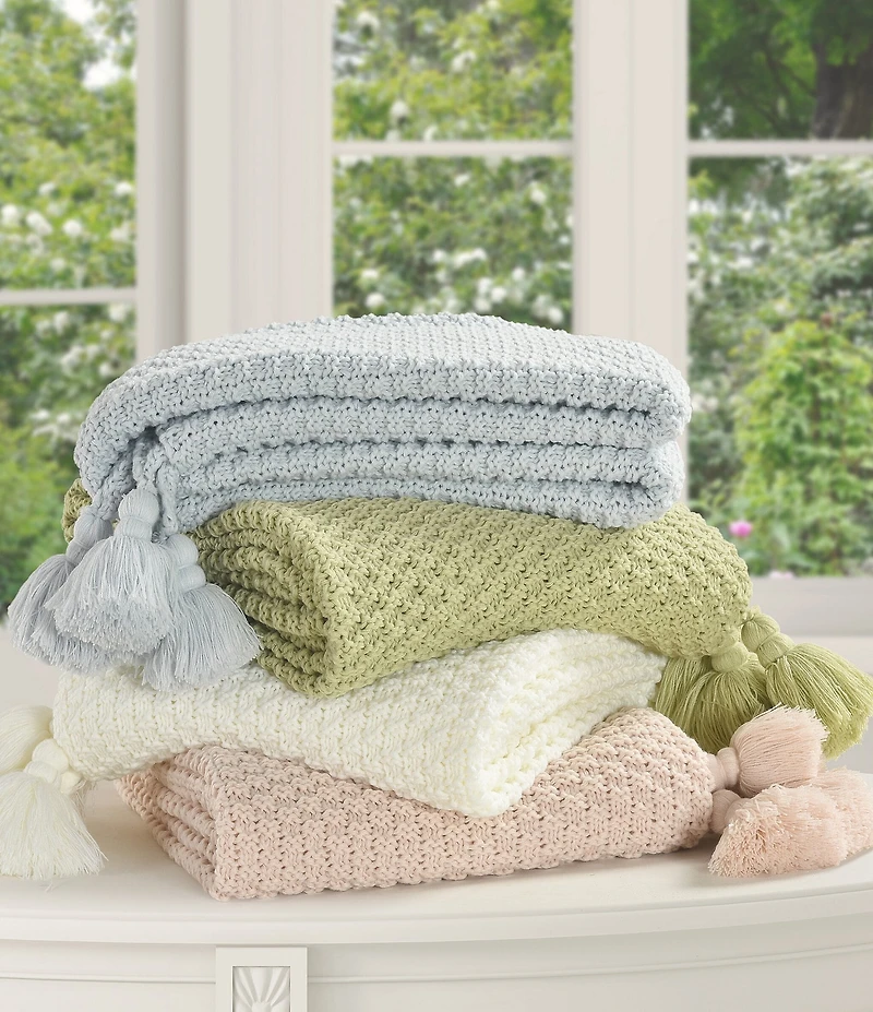 Piper & Wright Millie Basket Weave Knit Tassel Throw