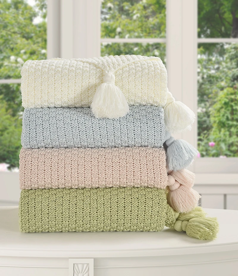 Piper & Wright Millie Basket Weave Knit Tassel Throw