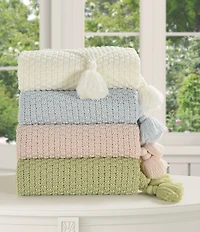 Piper & Wright Millie Basket Weave Knit Tassel Throw