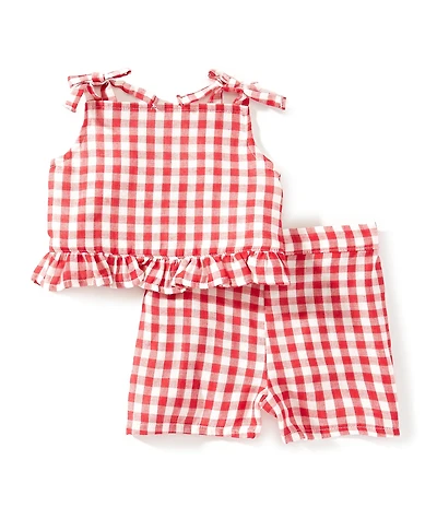 Pippa & Julie Baby Girls Janice Sleevless Gingham-Printed Tank Top & Matching Shorts Set