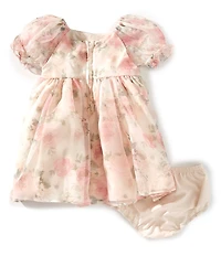 Pippa & Julie Baby Girls Puffed-Sleeve Emilia Floral-Printed Fit-And-Flare Dress