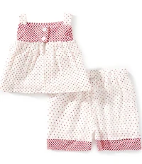 Pippa & Julie Baby Girls Saskia Polka-Dot/Gingham Tank Top & Matching Shorts Set