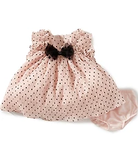 Pippa & Julie Baby Girls Angie Short-Sleeve Heart-Printed Bow-Accented Chiffon Float Dress