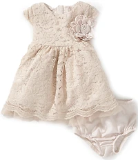 Pippa & Julie Baby Girls Bryce Cap Sleeve Patterned Lace Dress