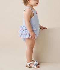 Pippa & Julie Baby Girls Cotton Portia Gingham Sleeveless Square Neck Ruffle Bubble