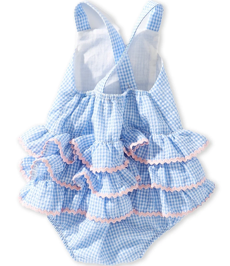 Pippa & Julie Baby Girls Cotton Portia Gingham Sleeveless Square Neck Ruffle Bubble