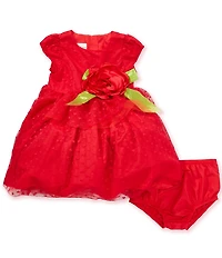 Pippa & Julie Baby Girls Dani Short Sleeve Solid/Pindotted Two-Tier Ballerina Dress