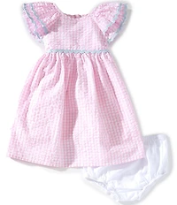 Pippa & Julie Baby Girls Dahlia Gingham-Printed Flutter-Sleeve Fit-And-Flare Dress