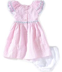 Pippa & Julie Baby Girls Dahlia Gingham-Printed Flutter-Sleeve Fit-And-Flare Dress