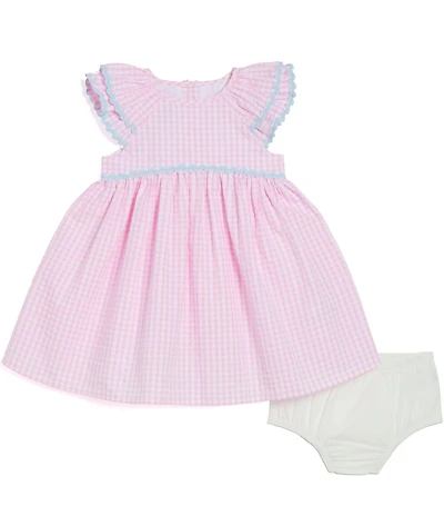 Pippa & Julie Baby Girls Dahlia Gingham-Printed Flutter-Sleeve Fit-And-Flare Dress