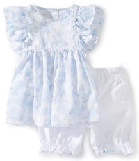 Pippa & Julie Baby Girls Flutter-Sleeve Miley Toile-Printed Fit-And-Flare Dress