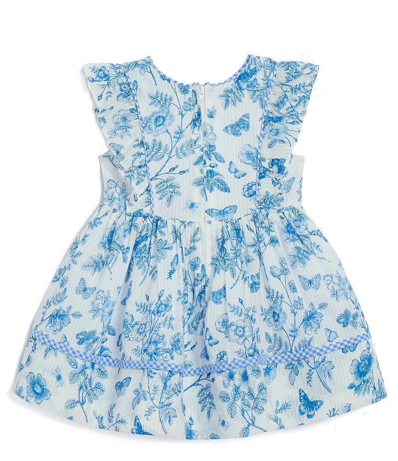 Pippa & Julie Baby Girls Flutter-Sleeve Rebecca Butterfly/Toile-Printed Fit-And-Flare Dress