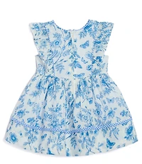 Pippa & Julie Baby Girls Flutter-Sleeve Rebecca Butterfly/Toile-Printed Fit-And-Flare Dress