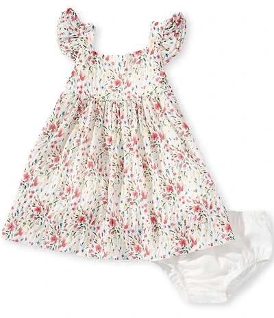 Pippa & Julie Baby Girls Flutter Sleeve Sophia Floral Printed Dress