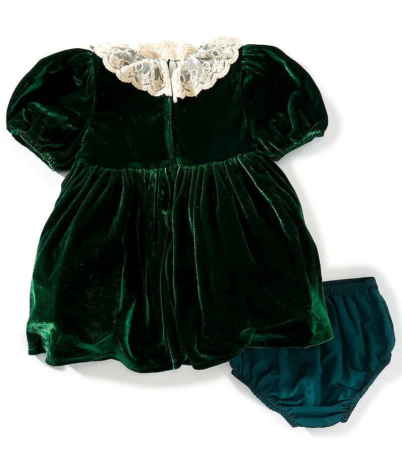 Pippa & Julie Baby Girls Lilla Velvet Cap Sleeve Lace Collar Fit-and-Flare Dress