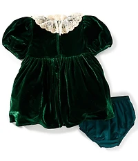Pippa & Julie Baby Girls Lilla Velvet Cap Sleeve Lace Collar Fit-and-Flare Dress