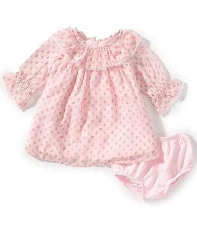 Pippa & Julie Baby Girls Long Sleeve Ditsy Floral Print Dress