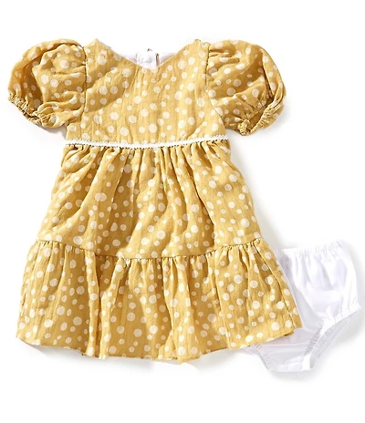 Pippa & Julie Baby Girls Puffed-Sleeve Dot-Printed Fit-And-Flare Dress