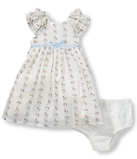 Pippa & Julie Baby Girls Ruffle Short Sleeve Lacey Floral Dress