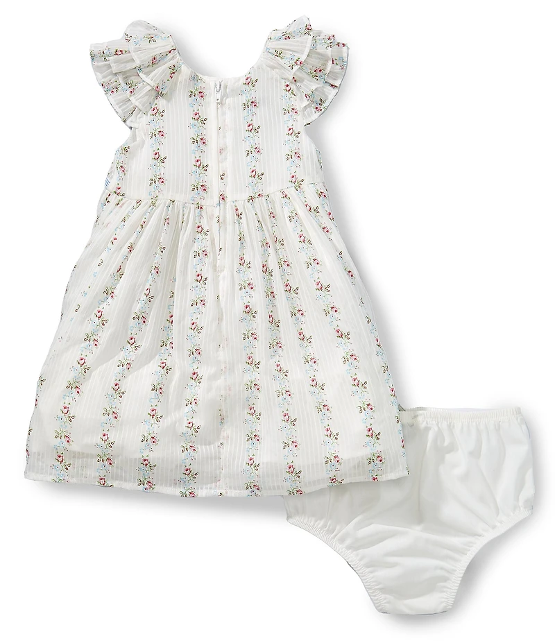 Pippa & Julie Baby Girls Ruffle Short Sleeve Lacey Floral Dress