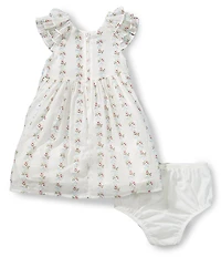 Pippa & Julie Baby Girls Ruffle Short Sleeve Lacey Floral Dress