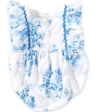 Pippa & Julie Baby Girls Ruffle Sleeve Aimee Floral Clip Dot Bubble Romper