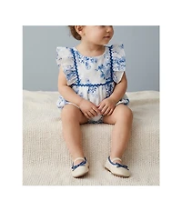 Pippa & Julie Baby Girls Ruffle Sleeve Aimee Floral Clip Dot Bubble Romper