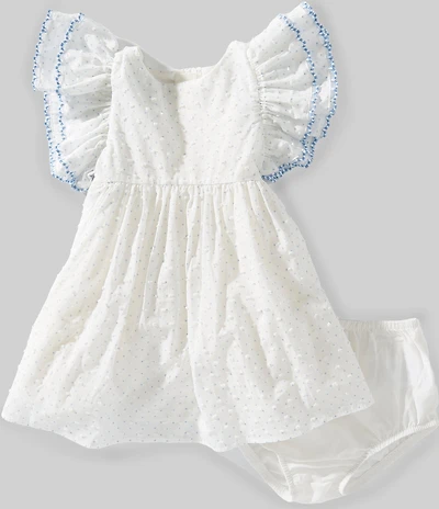 Pippa & Julie Baby Girls Ruffle Sleeve Clip Dot Dress