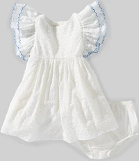 Pippa & Julie Baby Girls Ruffle Sleeve Clip Dot Dress