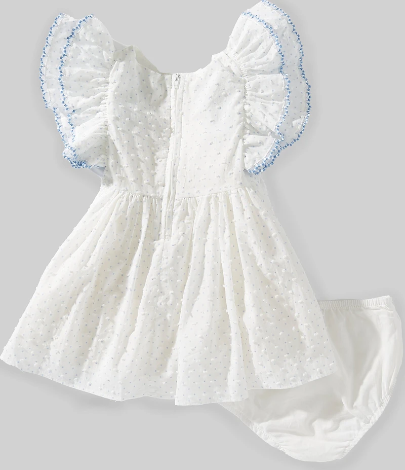 Pippa & Julie Baby Girls Ruffle Sleeve Clip Dot Dress