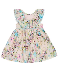 Pippa & Julie Baby Girls Short Puff Sleeves Ashley Floral Clip Dress