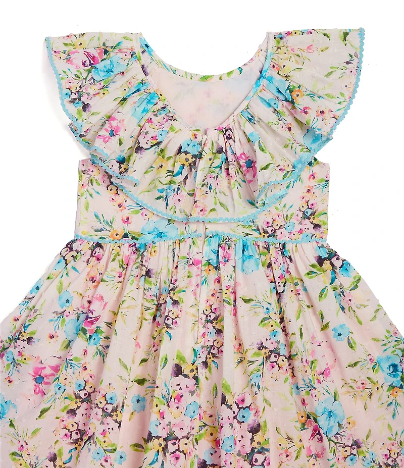 Pippa & Julie Baby Girls Short Puff Sleeves Ashley Floral Clip Dress