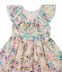 Pippa & Julie Baby Girls Short Puff Sleeves Ashley Floral Clip Dress