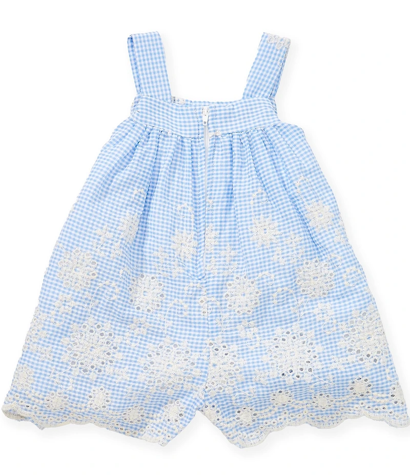 Pippa & Julie Baby Girls Shoulder Strap Embroidered Floral Eyelet Romper