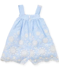 Pippa & Julie Baby Girls Shoulder Strap Embroidered Floral Eyelet Romper