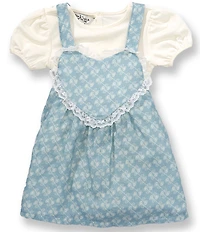 Pippa & Julie Baby Girls Sleeveless Printed Heart-Appliqued Jumper Dress & Short-Sleeve Solid T-Shirt Set
