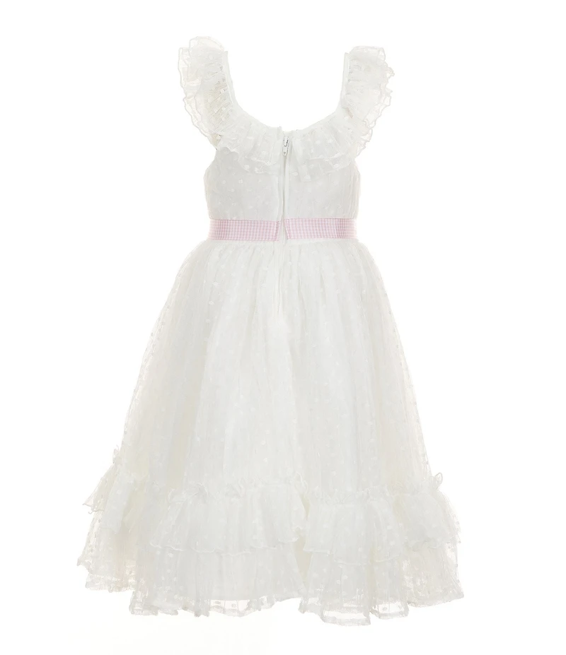 Pippa & Julie Little Girls Sleeveless Ruth Dotted Lace Fit-And-Flare Dress